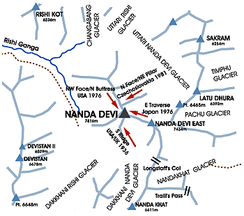 side map of NDBR area,nandadevi map,india nandadevi tours